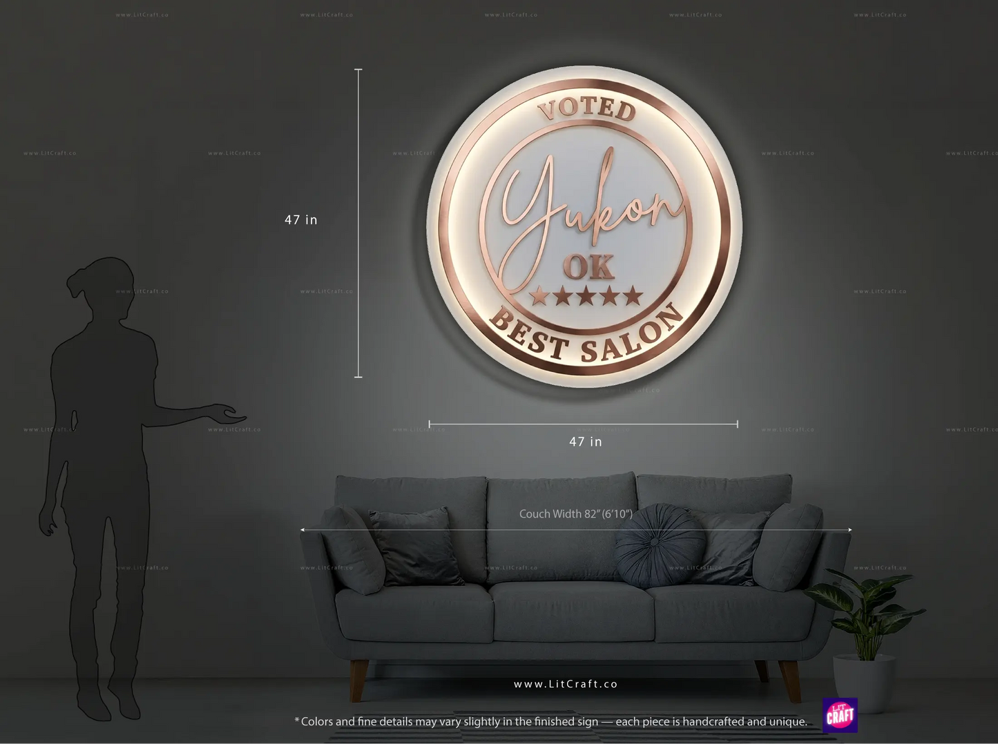 Voted BEST Salon in Yukon, OK | Custom Backlit Rose Gold Sign