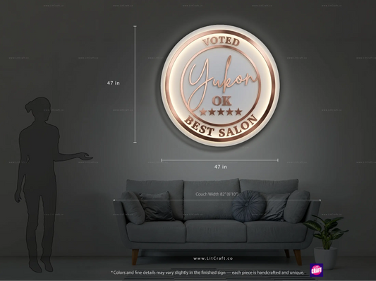 Voted BEST Salon in Yukon, OK | Custom Backlit Rose Gold Sign